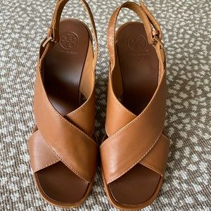 Tory Burch sling back wedge sandals